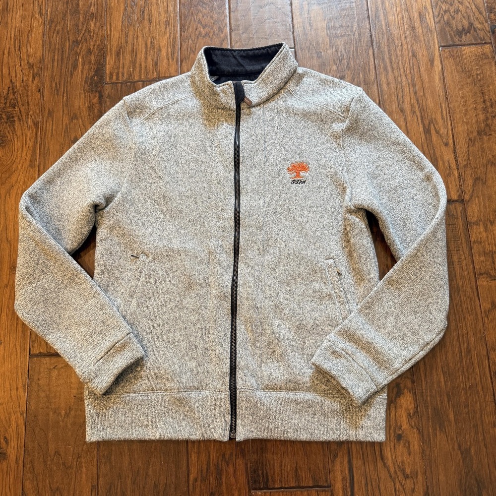 Straight Down Jacket Mens Medium Gray Fleece Full Zip Golf Logo Oak Tree